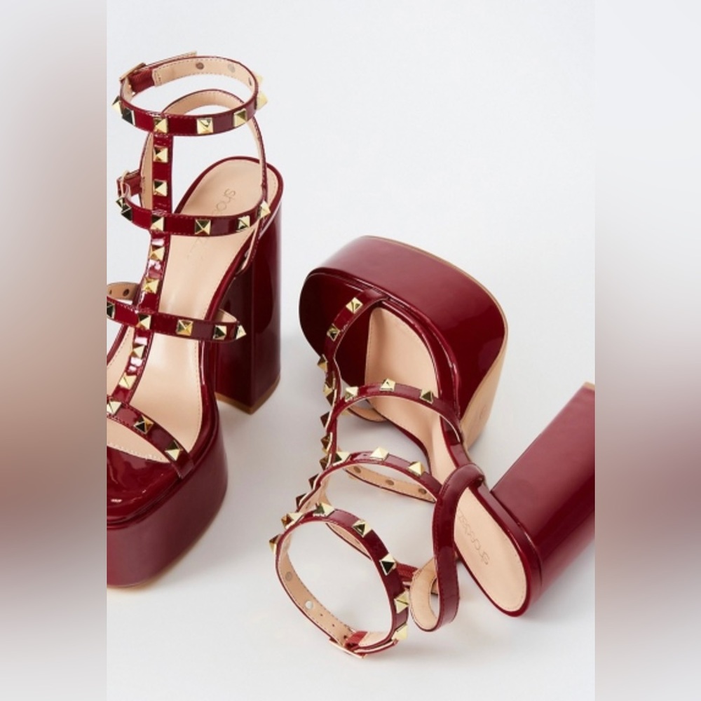 Biking Red Platform Heeled Sandal NWT HOT!! Won’t last long!!